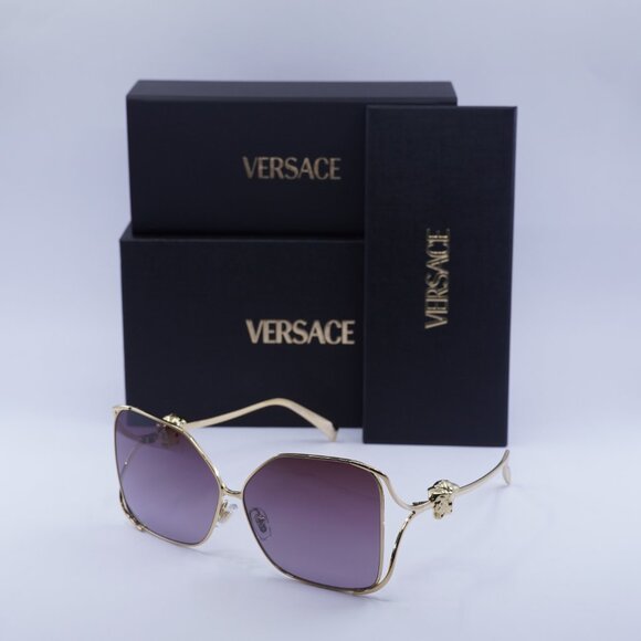 Versace VE2288 1002/6X Sunglasses Gold Square Frame, Violet Gradient Lenses - Picture 9 of 9
